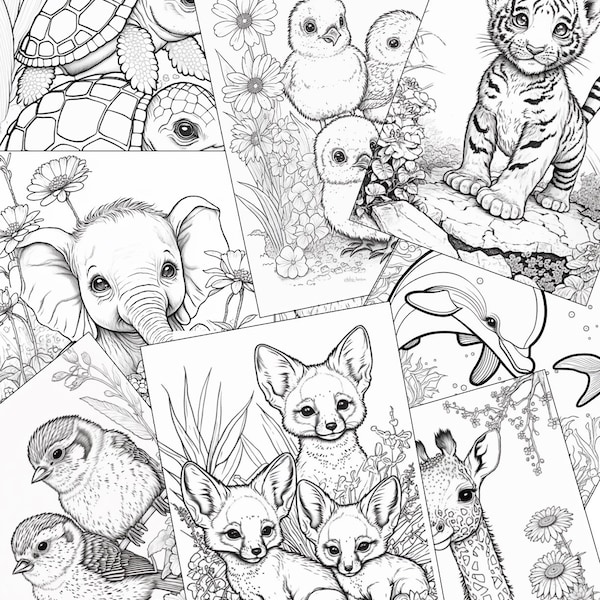 Coloring Pages - Cute Baby Animals - 10 pages