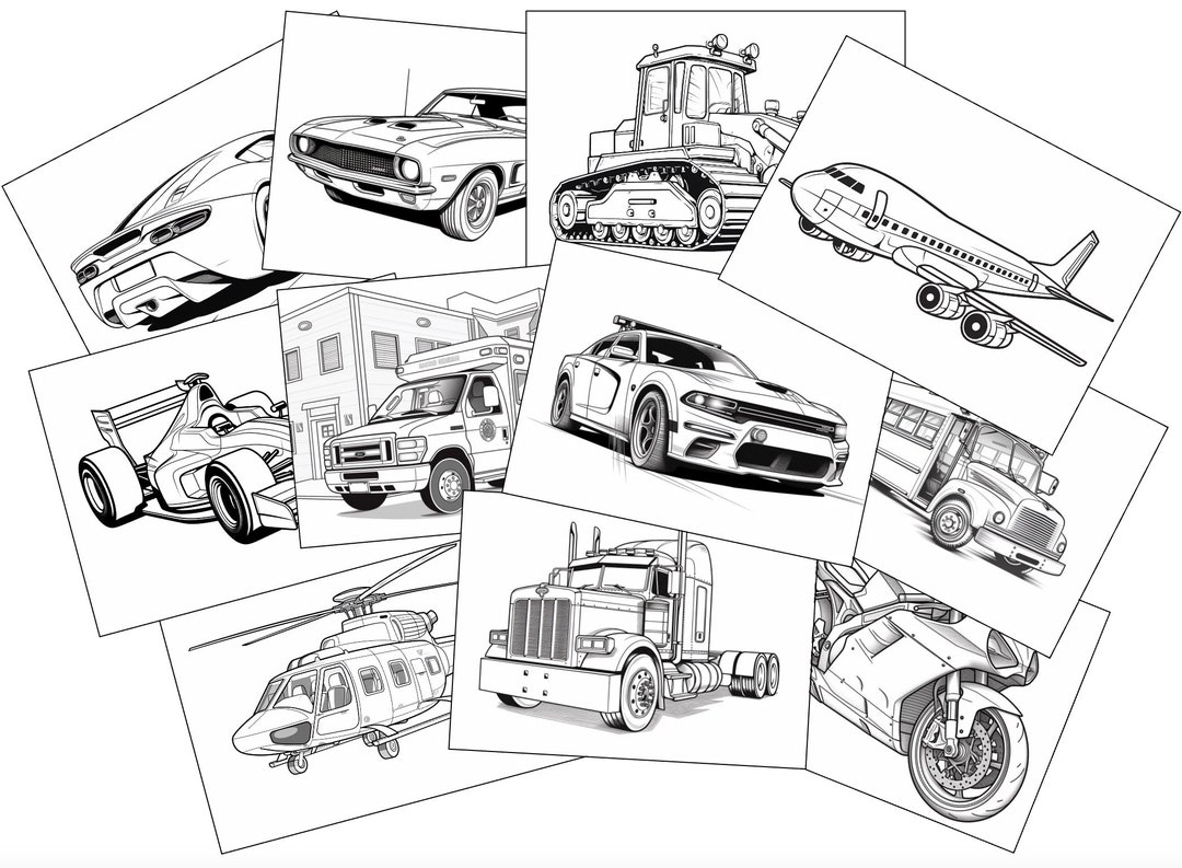 Coloring Pages - Vehicles from Etsy