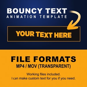 Bouncy Text Animation Template Custom Text Animation, Adobe After Effects Template, Personalized Animation Template For Motion Graphics, MP4