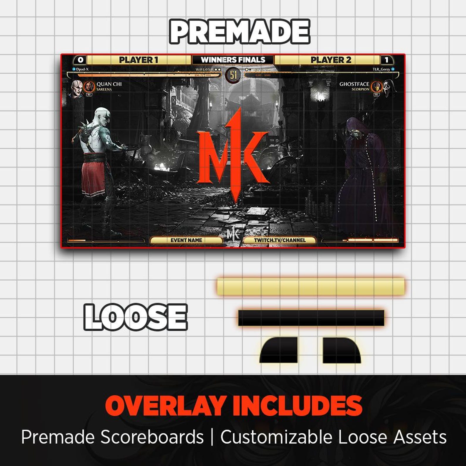 Mortal Kombat 1 Scoreboard Overlay, Fighting Game Scoreboard Overlay ...
