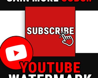 Subscribe YouTube Watermark Engagement Graphic Watermark Gain More YouTube Subscribers, Digital SVG Subscriber PNG Graphic Digital Download
