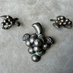 Vintage Mexican Sterling Grape Cluster Set