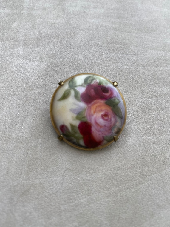 Hand Painted Porcelain Brooch