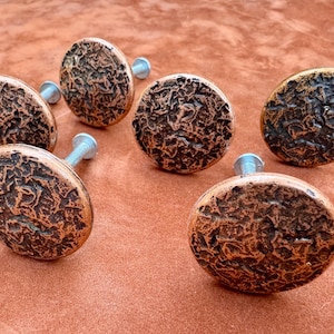 Set of 6 1970s Textured Copper Knobs