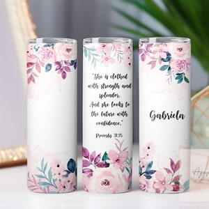JW Tumbler | Proverbs 31:25 Text Tumbler| JW Gift for Sisters | Pioneer Gift | Spanish JW Tumbler
