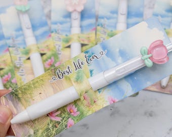Best Life Ever Floral Pen Set | Flower pen with card of floral background | Regalo para Hermanas | jw pen