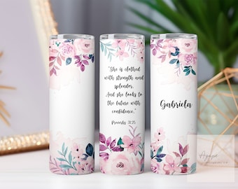 JW Tumbler | Proverbs 31:25 Text Tumbler| JW Gift for Sisters | Pioneer Gift | Spanish JW Tumbler