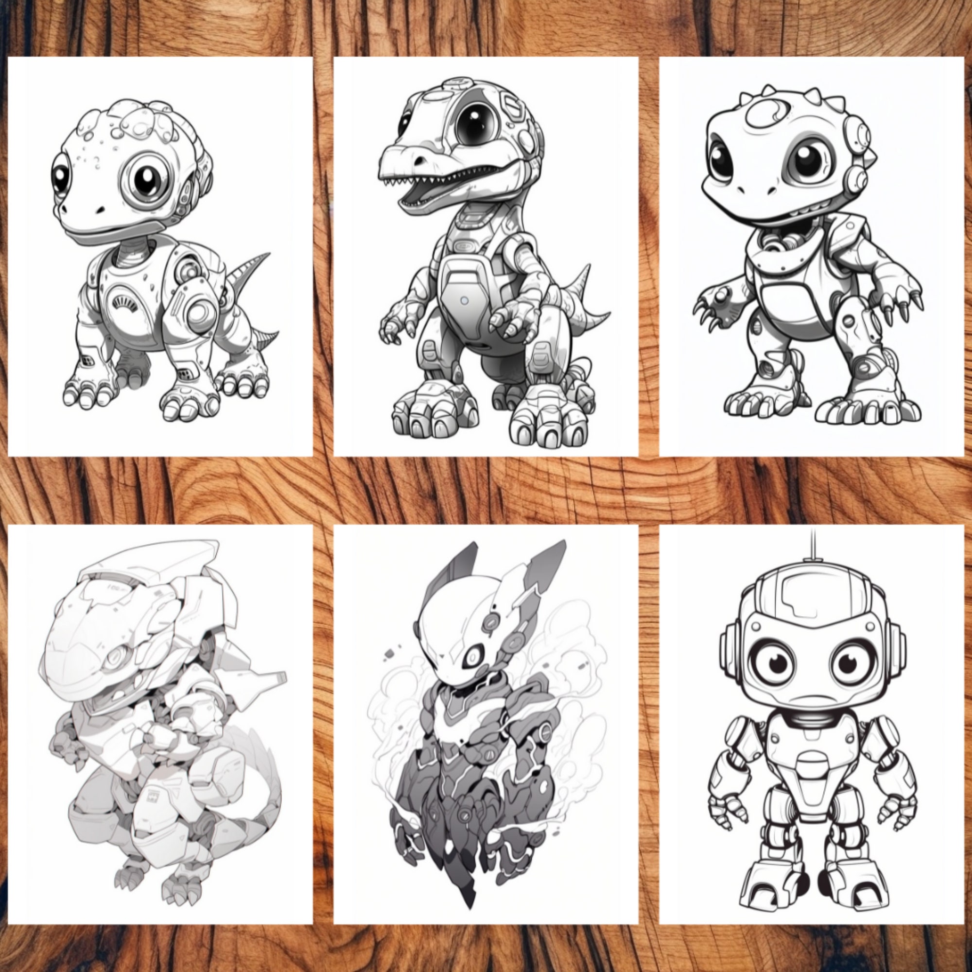61 Cute Robot Coloring Page Book, Dino, Animal, Humanoids, and More