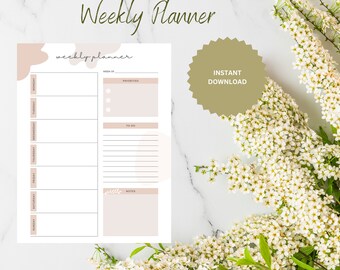 PRINTABLE Classy Simple Weekly Planner - Etsy