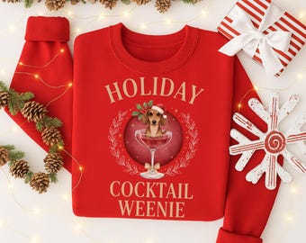 Sudadera navideña divertida con estampado de perro salchicha, camiseta navideña con estampado de salchicha, regalo para amantes de los perros salchicha, sudadera con cuello redondo para mamás perrunas, atuendo festivo para perros salchicha