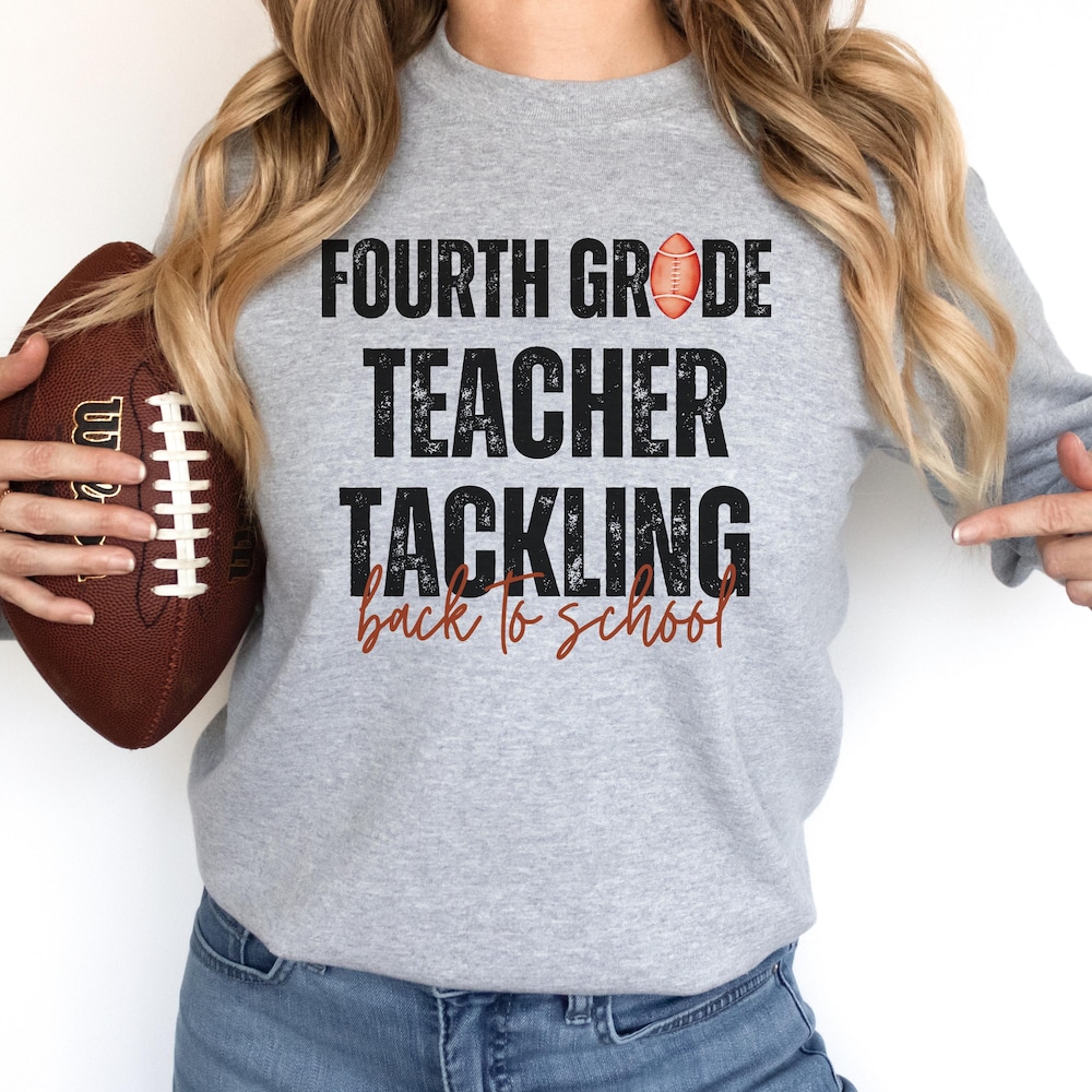 Fourth Grade Teacher Back To School Sweatshirt Teacher Football Sweatshirt Football Lover Football Season Elementary Teacher Sweatshirt Gift Fashion24Hs