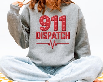911 Dispatcher Sweatshirt, Faux Yarn Dispatcher Herzschlag Rundhalsausschnitt, Ersthelfer Geschenk, Notfall Dispatcher Shirt, 911Operator Pullover