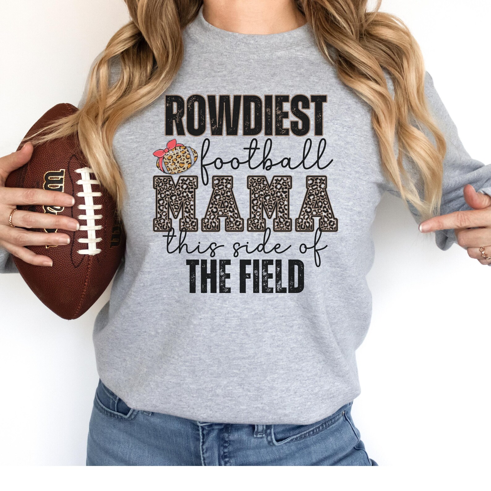 Checkered Mama Football Front & Back Sweatshirt
