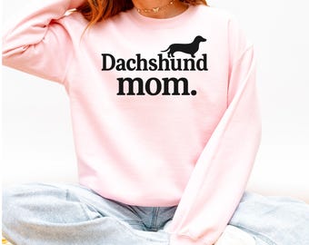 Bluza z nadrukiem dla mamy jamnika, prezent dla miłośnika jamników, minimalistyczny okrągły dekolt dla mamy psa, urocza koszulka z jamnikiem, prezent dla właścicielki psa dla kobiet, przytulny sweter