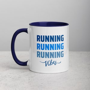 Running Running Running Vibes Mug with Color Inside | Runner Coffee or Team Mug | Fun Mug for Fitness Lover | Great Gift for Athlete