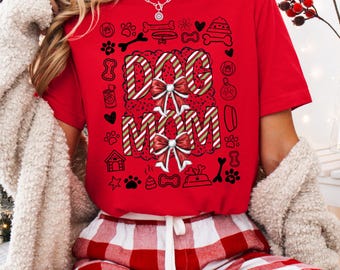 Camiseta navideña para mamá de perro, linda camiseta para mamá de perro, linda camiseta para amantes de los perros, camiseta para mamá de perro, camiseta navideña para mamá de perro, camiseta para mamá de piel, regalo para mamá de perro