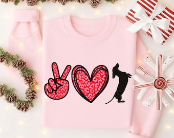 Felpa con stampa di bassotto per donna, girocollo per amanti dei bassotti, regalo per mamme di bassotti, felpa con grafica a cuore rosa e cane, felpa per mamme di bassotti