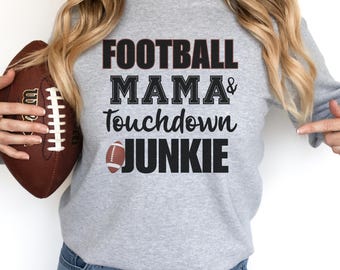 Bluza z okrągłym dekoltem Game Day Football Mama, koszulka Touchdown, pomysł na prezent dla mamy futbolisty, odzież dla mamy sportowca, strój na jesienny mecz