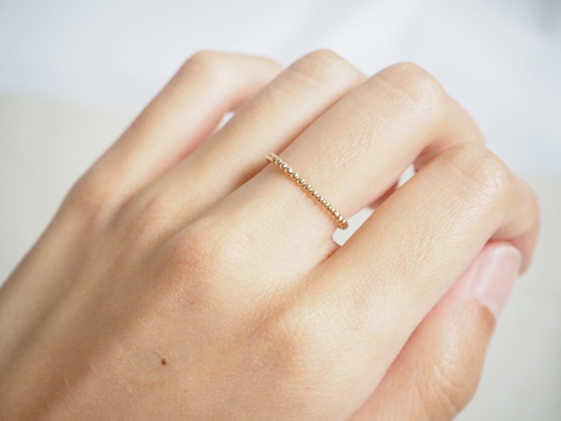 Beaded Gold Filled Ring, 14K Gold Filled Stacking Ring, Dainty Gold Filled Ring, Simple Everyday Jewelry, Gift for Her, Minimalist Ring image 3