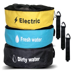 Paquete de 3 bolsas impermeables para almacenar mangueras y accesorios para el hogar, el trabajo, la furgoneta, la autocaravana o el barco. Envíos desde Florida, EE. UU.