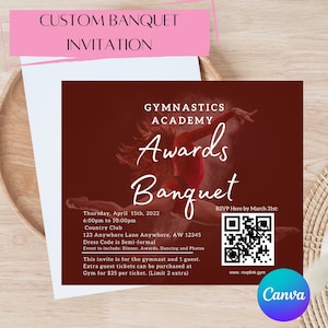Invitación al banquete de premios: Gimnasia/Danza/Banquete formal/Baloncesto/Fútbol/Softbol/Y más