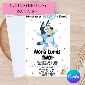 Bluey Birthday Invitation- Girls Birthday/Boys Birthday/First Birthday