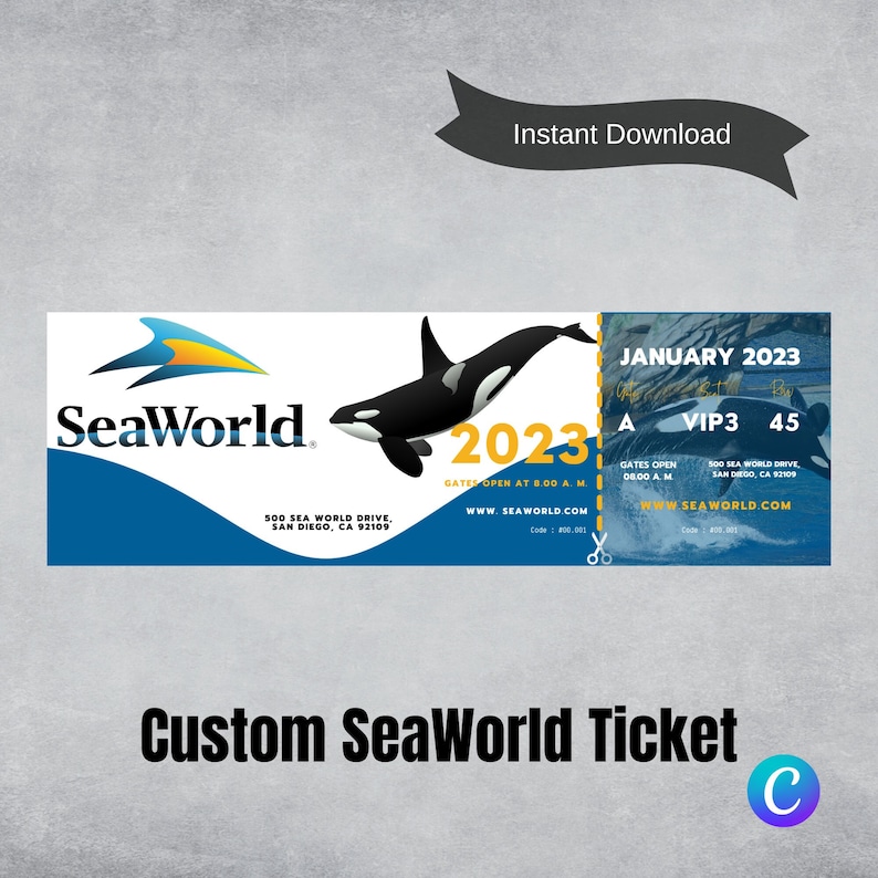 Seaworld Digital Ticket Etsy