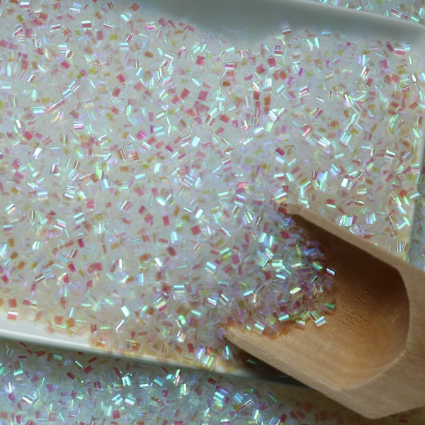 Bulk Clear Iridescent Crispy Bingsu Beads for Crunchy Slime, Straw Beads, 3D Glitter, Iridescent Beads, Slime Supply