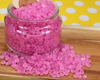 Pink Micro Water Beads, 6-6.5mm Plastic Beads, No Hole, Slime Supplies, NOT-EDIBLE