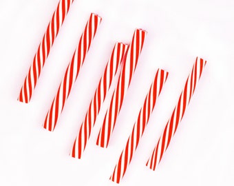 6 Christmas Polymer Clay Canes Slices, 50mm x 6mm