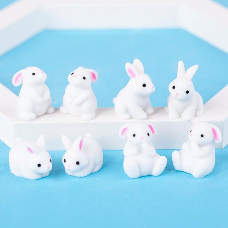 Little Cute Bunnies, Resin Rabbits, Bunny Cabochon, Dollhouse Mini ...