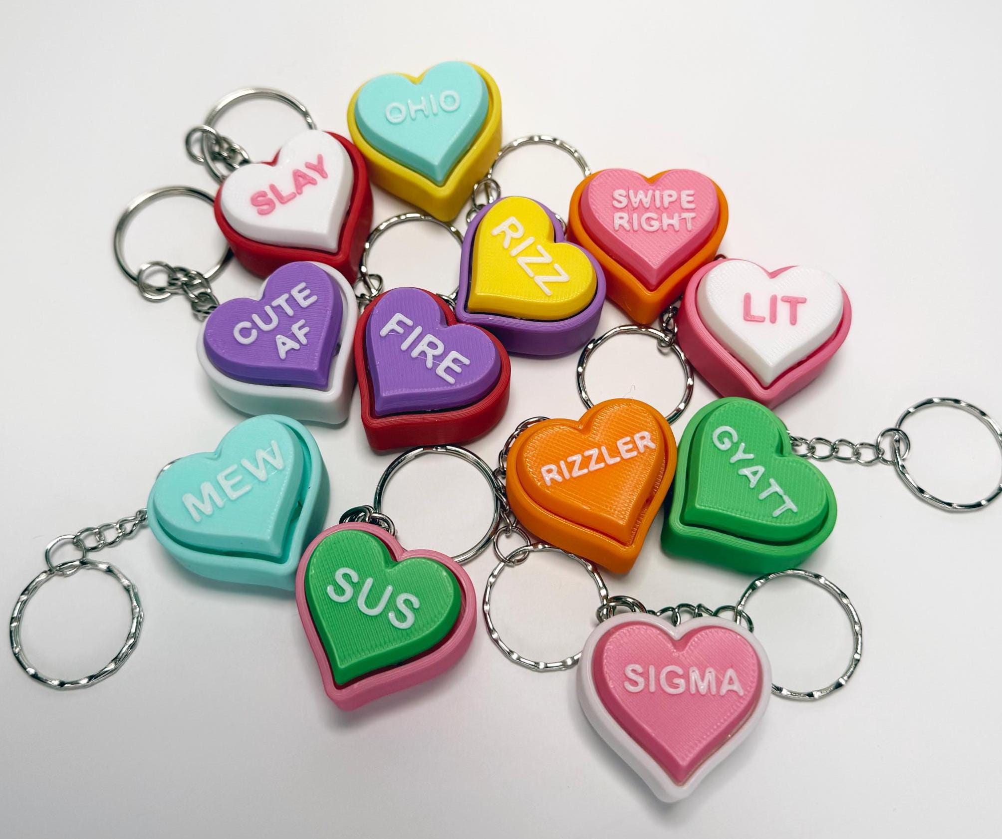 Valentine's Day Gen Alpha SLANG Conversation Heart Fidget Keychain