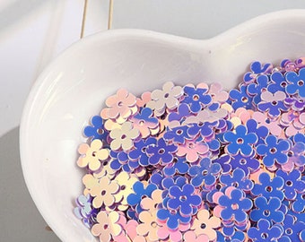 Chunky Purple Iridescent Flower Shape Glitter, Holo Glitter, Blue Color Shift, Sprinkle Toppings, Slime Supplies