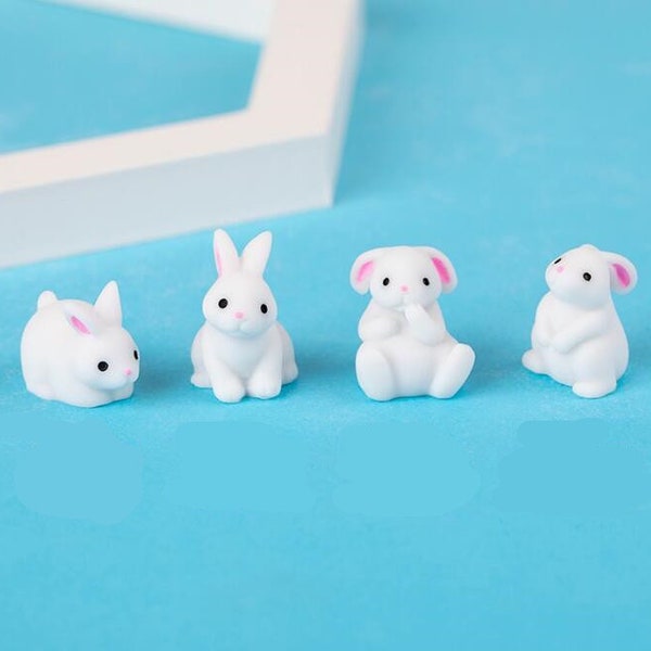 Little Cute Bunnies, Resin Rabbits, Bunny Cabochon, Dollhouse Mini, Dollhouse Figurines, Farm Animal Figurines