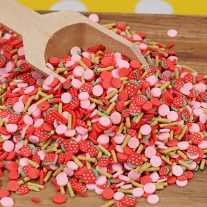 Strawberry Shake Mix Clay Sprinkles, Fake Sprinkles, Polymer Sprinkles,, Sprinkle Toppings, Decoden, Slime Supplies