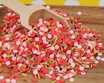 Strawberry Shake Mix Clay Sprinkles, Fake Sprinkles, Polymer Sprinkles,, Sprinkle Toppings, Decoden, Slime Supplies