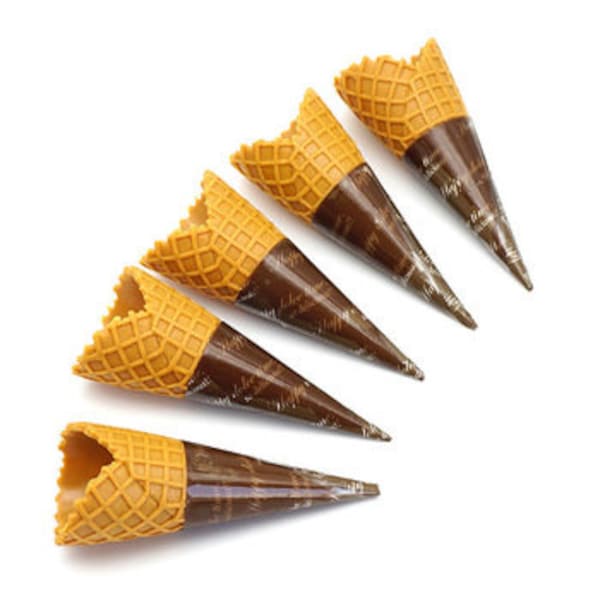 10 Waffle Ice Cream Cones, Fake Silicone Soft Charms, Cabochons, Miniature Mini Faux Dessert, Slime Supplies, NOT-EDIBLE