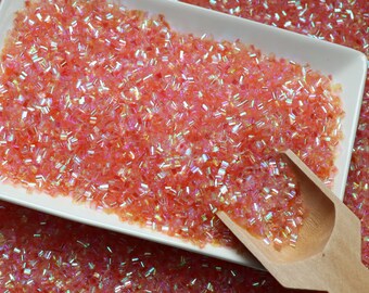 Bulk Peach Pink Iridescent Crispy Bingsu Beads for Crunchy Slime, Straw Beads, 3D Glitter, Iridescent Beads, Slime Supply