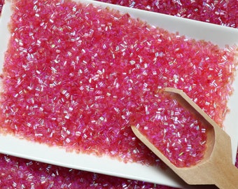Bulk Fuscia Pink Iridescent Crispy Bingsu Beads for Crunchy Slime, Straw Beads, 3D Glitter, Iridescent Beads, Slime Supply