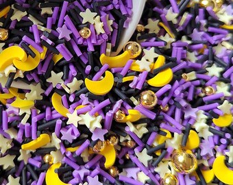 Halloween Starry Night Polymer Sprinkles Mix, Spooky Faux Sprinkles, Clay Fake Sprinkes, Decoden, Slime Supplie