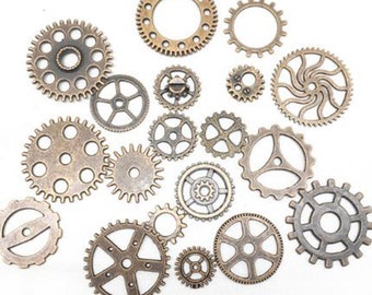 Steampunk Style &quot;Bronze&quot; Metal Gears Mix Assortment