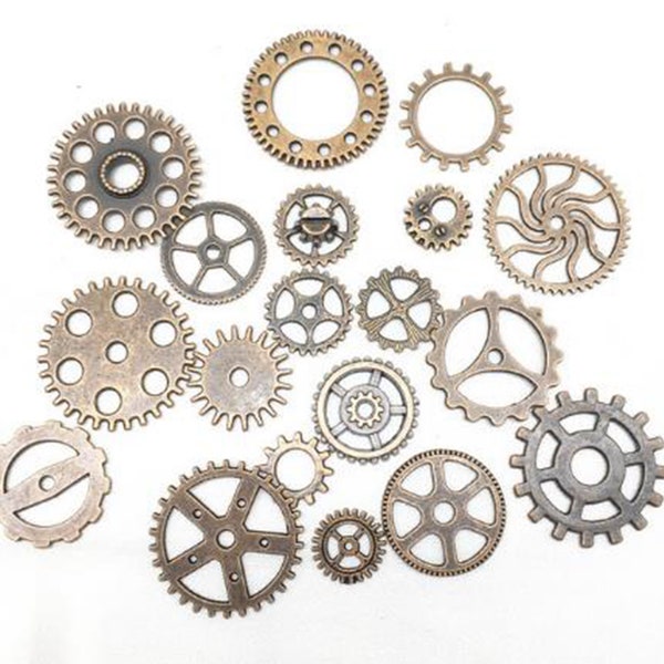 Steampunk Style "Bronze" Metal Gears Mix Assortment