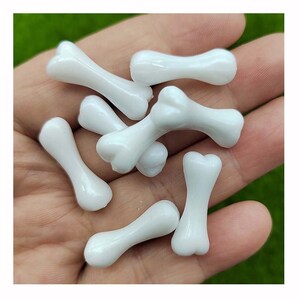 25 White Halloween Bone Cabochons, 3d Dog Bone, Halloween Miniature Cabochon