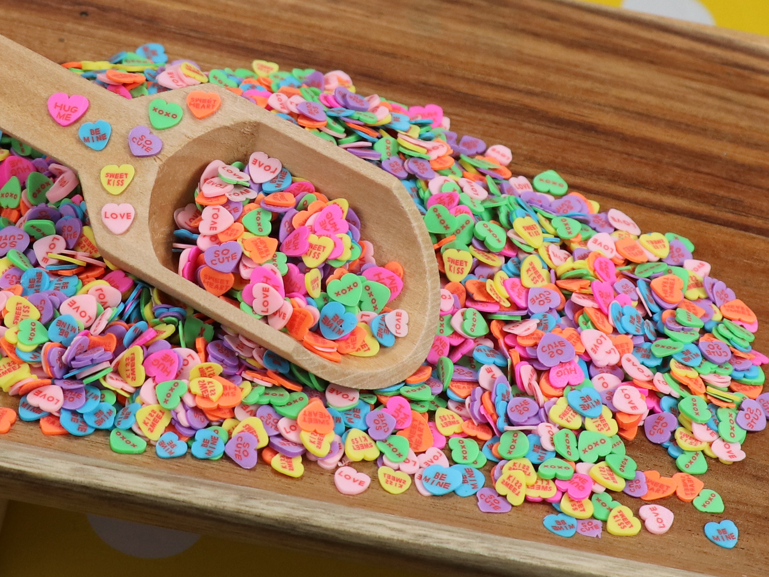 Rainbow Heart Sprinkles Mix Sprinkle Slime Polymer Clay Slice