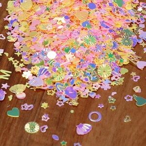 Pink Yellow Mix Iridescent Heart Shape Glitter, Heart Glitter, 3D glitter, Holo Shift Glitter, Sprinkle Toppings, Slime Supplies