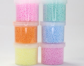 2mm Pastel Foam Beads for Slime, Pastel Mixed Colors, Multiple Sizes, Multiple Colors