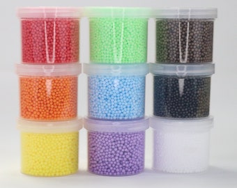 2mm Colored Foam Beads for Slime, Mixed Colors, Multiple Sizes, Multiple Colors