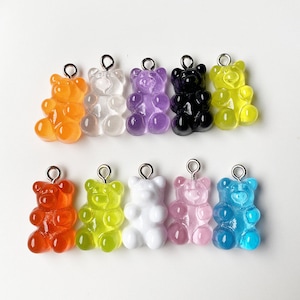 6 Resin Gummy Bear Charm, Gummy Bear Cabochons, Hard Resin, NON-EDIBLE