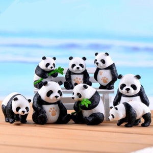 Miniature Panda Bear Animal Figurines, Mini Panda, Dollhouse Diorama Terrarium Small Tiny Miniatures Fairy Garden Decor Craft Supply Gifts