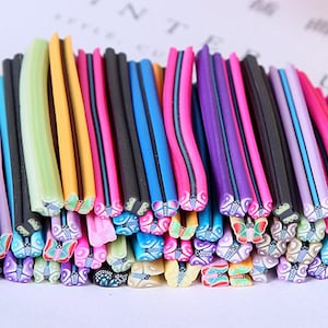 10 Polymer Clay Butterfly Canes Slices, 50mm x 5mm